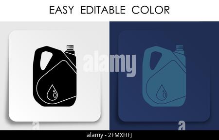 Symbol für Autoölbehälter auf quadratischem Papieraufkleber mit Schatten. Stabiler Motorbetrieb der Maschine. Autowartung und saisonaler Ölwechsel im Servicecenter. Stock Vektor