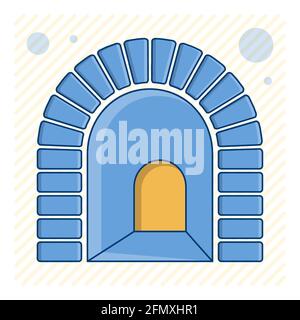 Farbsymbol für gewölbten Tunneleingang. Weg ins Unbekannte, Überwindung von Ängsten und Hindernissen. Cartoon-Vektor Stock Vektor