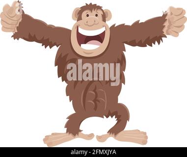 Cartoon-Illustration von lustigen Schimpansen Affen Comic-Tier-Charakter Stock Vektor