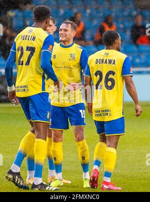 Solihull, Großbritannien. Mai 2021. Solihull Moors feiern ihren Ausgleich während des Spiels der Vanarama National League zwischen Solihull Moors und Weymouth im SportNation.bet Stadium in Solihull, England Credit: SPP Sport Press Foto. /Alamy Live News Stockfoto