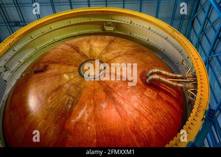 Saturn V Kraftstofftank, Apollo/Saturn V Center, Kennedy Space Center, Florida Stockfoto