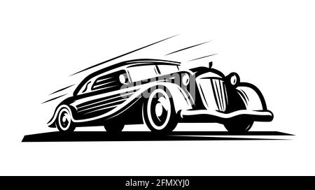 Retro-Logo. Oldtimer, Transport Symbol Vektor Illustration Stock Vektor