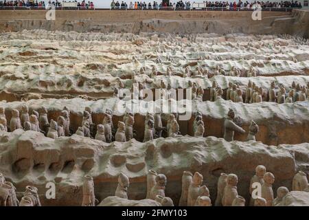 Lintong, Xi'an, Shaanxi, China - 22. Oktober 2018: Terrakotta-Armee. Mausoleum des ersten Qin-Imperators. Stockfoto