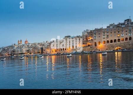 Befestigte Stadt Birgu aka Vittoriosa, Malta Stockfoto