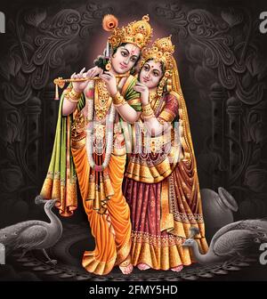 Indischer Gott Radhakrishna, Lord Krishna, Indische Mythologische Bilder Stockfoto