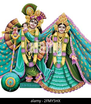 Indischer Gott Radhakrishna, Lord Krishna, Indische Mythologische Bilder Stockfoto