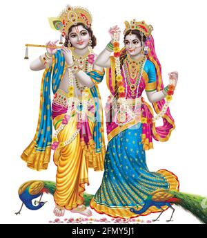 Indischer Gott Radhakrishna, Lord Krishna, Indische Mythologische Bilder Stockfoto