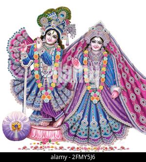 Indischer Gott Radhakrishna, Lord Krishna, Indische Mythologische Bilder Stockfoto