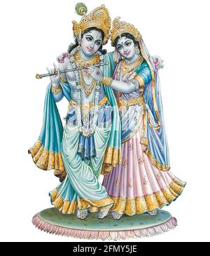 Indischer Gott Radhakrishna, Lord Krishna, Indische Mythologische Bilder Stockfoto