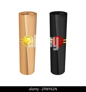 Antike Pergamentrolle mit einem Stempel. Stock Vektor