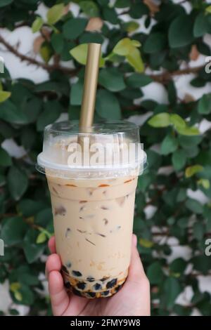 eistee, Milchtee oder Bubble Tea zum Servieren Stockfoto