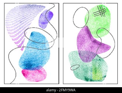 Aquarell abstrakte Formen. Minimalistische, kunstvolle, handgemalte Kompositionen. Vektor. Stock Vektor