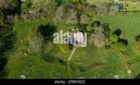 Luftaufnahme von Wiston Castle, Pembrokeshire, Wales, Großbritannien Stockfoto
