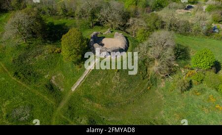 Luftaufnahme von Wiston Castle, Pembrokeshire, Wales, Großbritannien Stockfoto