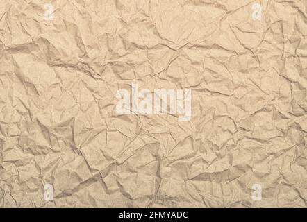Handwerk Papier Hintergrund Vintage-Stil getönte. Zerknitterte Textur aus recyceltem Material Stockfoto