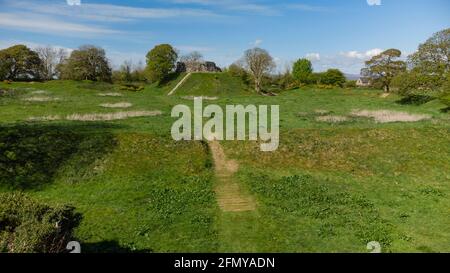 Luftaufnahme von Wiston Castle, Pembrokeshire, Wales, Großbritannien Stockfoto