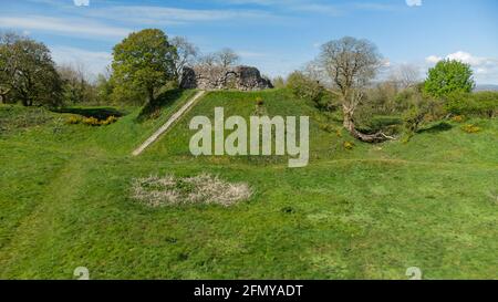 Luftaufnahme von Wiston Castle, Pembrokeshire, Wales, Großbritannien Stockfoto