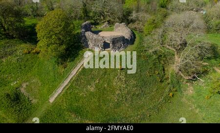 Luftaufnahme von Wiston Castle, Pembrokeshire, Wales, Großbritannien Stockfoto