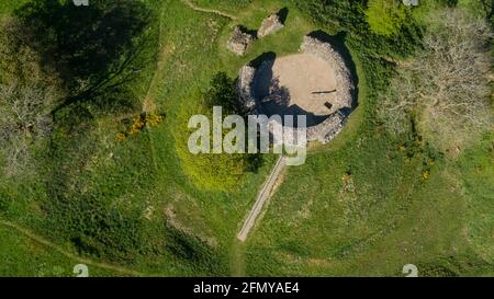 Luftaufnahme von Wiston Castle, Pembrokeshire, Wales, Großbritannien Stockfoto