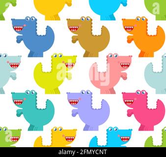 Niedliche Dinosaurier-Muster nahtlos. Lustige Dino Hintergrund. Schöner Tyrannosaurus. Struktur aus Babygewebe Stock Vektor