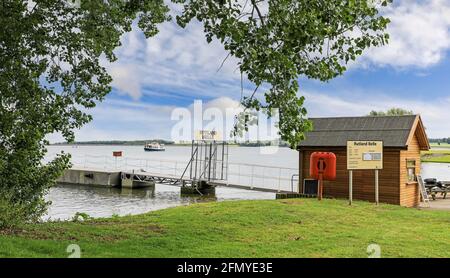 Die Anlegestelle für das Boot Rutland Belle in Rutland Water, Rutland, England, Großbritannien Stockfoto