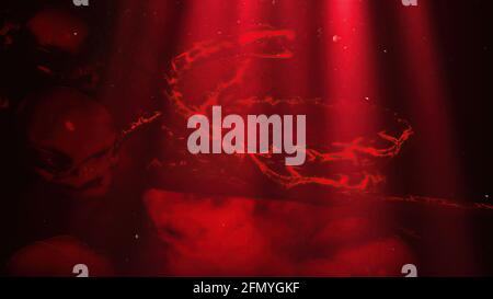 3D-Illustration von Menschen Schädel und Schlangen vor Angezeigt Stockfoto