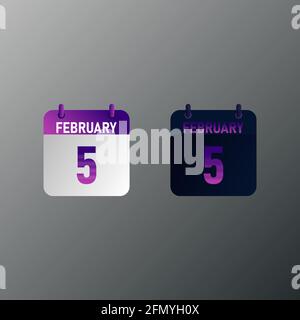 Kalendersymbol im flachen Design für den Februar. Vektorgrafik in heller und dunkler Ausführung. Stock Vektor