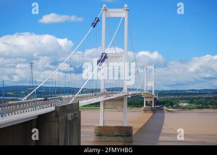 Severn Brücke von Autobahn M48 Sicht, Somerset, England, Vereinigtes Königreich Stockfoto