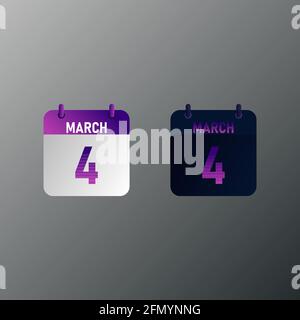 Tageskalender-Ikone im flachen Design für März. Vektorgrafik in heller und dunkler Ausführung. Stock Vektor