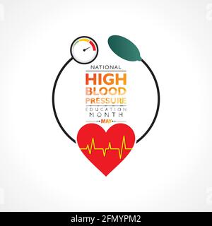 Vektor-Illustration des National High Blood Pressure (HBP) Education Month wird im Mai beobachtet. Es ist auch als Hypertension bekannt. Stock Vektor