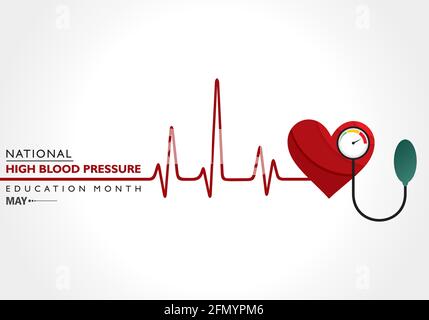 Vektor-Illustration des National High Blood Pressure (HBP) Education Month wird im Mai beobachtet. Es ist auch als Hypertension bekannt. Stock Vektor