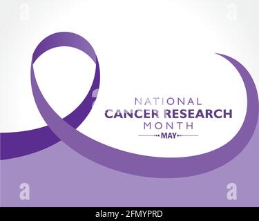 Vektor-Illustration des National Cancer Research Month im Mai beobachtet. Lavendel- oder violettes Farbband Krebsbewusstsein Produkte. Stock Vektor