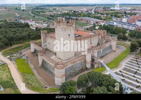 Luftaufnahme des Castillo de la Mota in Medina del Campo, Spanien Stockfoto