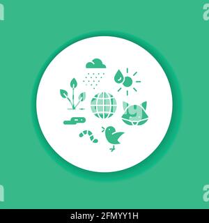 Schwarzes Glyphen-Symbol des Ökosystems. Nachhaltige Biodiversität und tierfreundliche Umwelt. Für Webseite, App anmelden. UI UX GUI Design Element Stock Vektor