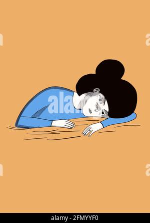 Digitale Illustration des Gesichts einer entspannten Frau, für Geschichten, Pop-Art-Stil Stockfoto