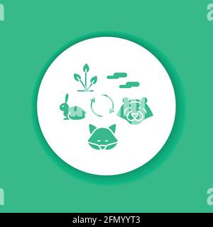 Symbol für schwarze Glyphe der Nahrungskette. Natur essen Modell. Für Webseite, App anmelden. UI UX GUI Design Element Stock Vektor
