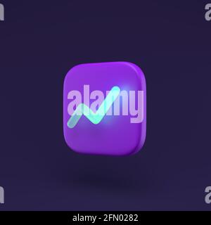 Chart-Symbol mit Neon-Linie einfache 3d-Illustration auf dunklem abstraktem Hintergrund. Minimales Konzept. 3d-Rendering Stockfoto