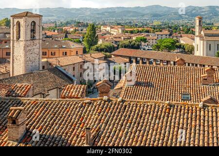 Blick auf die Stadt Gubbio, Umbrien, Italien Stockfoto