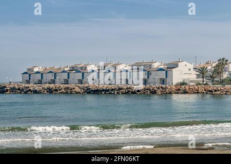 Strand von Las Fuentes in Alcossebre, Costa del Azahar Provinz Castellon, Spanien, Europa Stockfoto