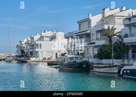 Westliches Fischerdorf in Alcossebre, Costa del Azahar Provinz Castellon, Spanien, Europa Stockfoto