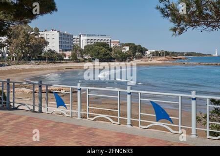 Strand von Las Fuentes in Alcossebre, Costa del Azahar Provinz Castellon, Spanien, Europa Stockfoto