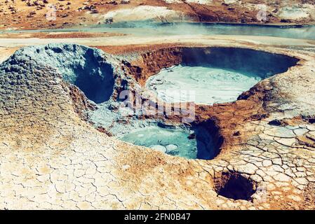 Geothermie-Gebiet Hverir, Island. Stockfoto