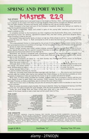 Frühling und Portwein (1969) Datum: 1969 Stockfoto