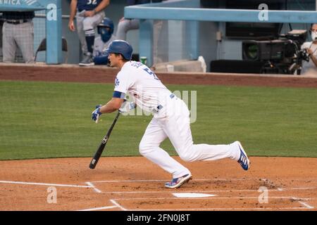 Los Angeles Dodgers Shortstop Corey Seager (5) während eines MLB-Spiels gegen die Seattle Mariners, Dienstag, 11. Mai 2021, in Los Angeles, CA. Die Dodgers Stockfoto