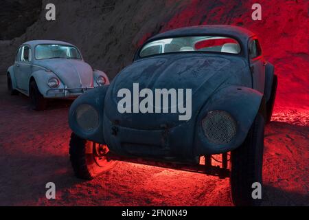 Volkswagen Beetle, Junkyard, Suchscheinwerfer, NV Stockfoto