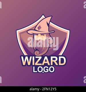 Wizard-Logo im modernen Konzeptstil auf dem Abzeichen Stock Vektor