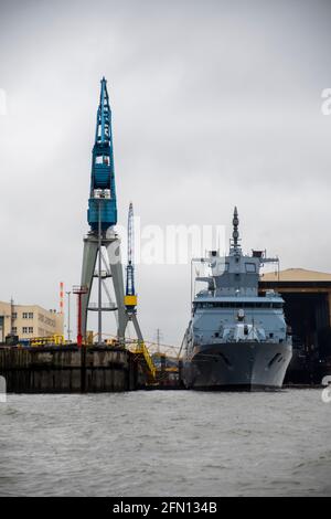 Deutschland Hamburg , ein Militärschiff im Hafen Hamburg Stockfoto