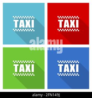 Taxi Icon Set, flache Design-Vektor-Illustration in eps 10 für webdesign und mobile Anwendungen in vier Farboptionen Stock Vektor