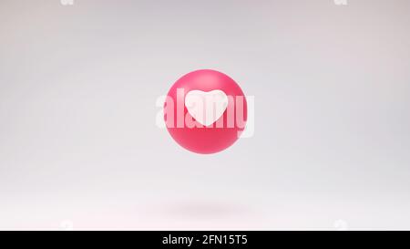 Love Ball Emoticon, Fall in Love Concept auf weißem Studiohintergrund, 3d-Rendering. Stockfoto