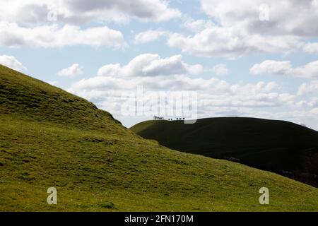 Parrock Hill gesehen von Cadbury Castle, Somerset, England, UK Stockfoto